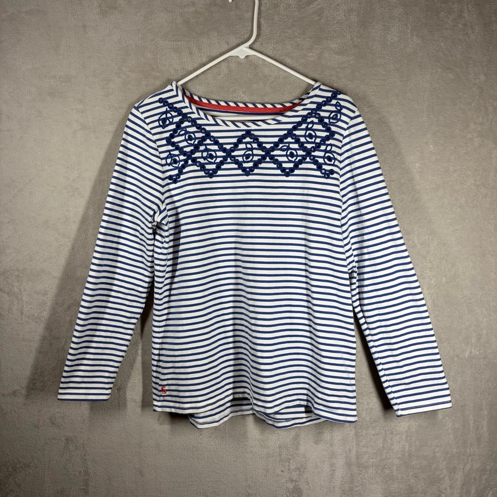 Joules Harbour Luxe Striped Top Size 12 Nautical Coastal Chic Grandmillennial